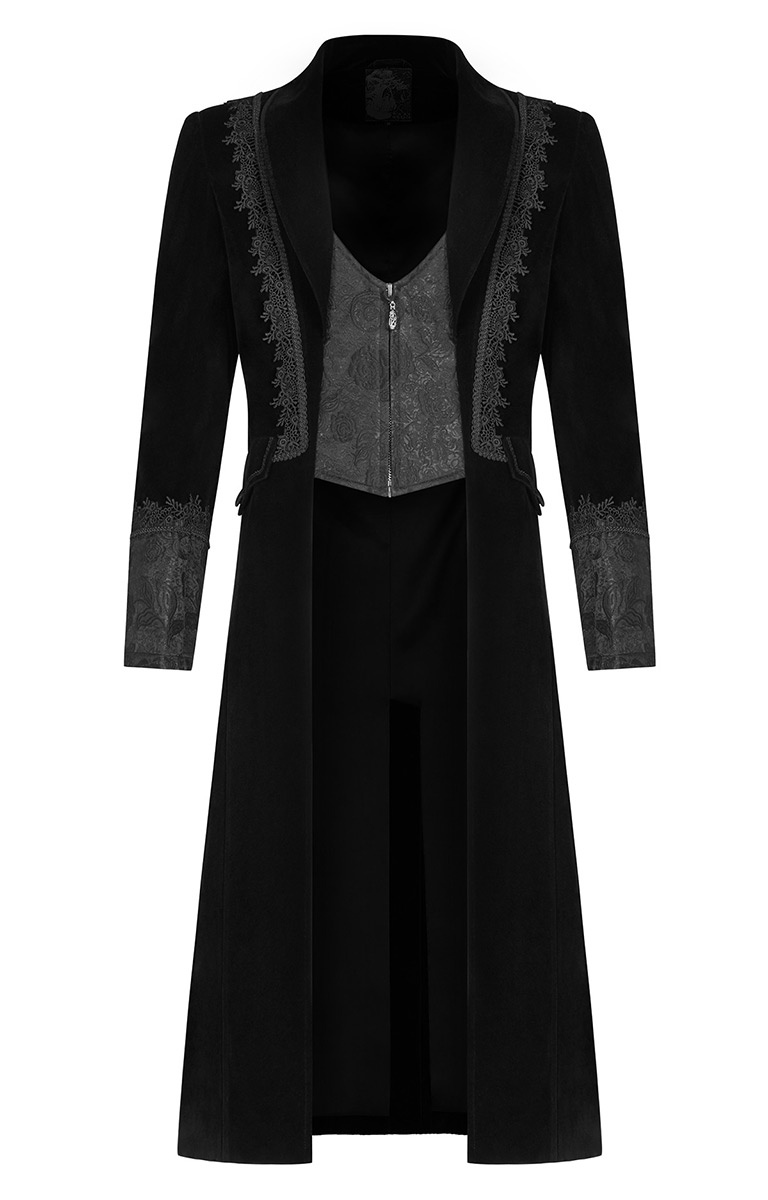 Devil Fashion Mens Goth punk Steampunk Aristocrat Victorian Velvet Jacket  Coat